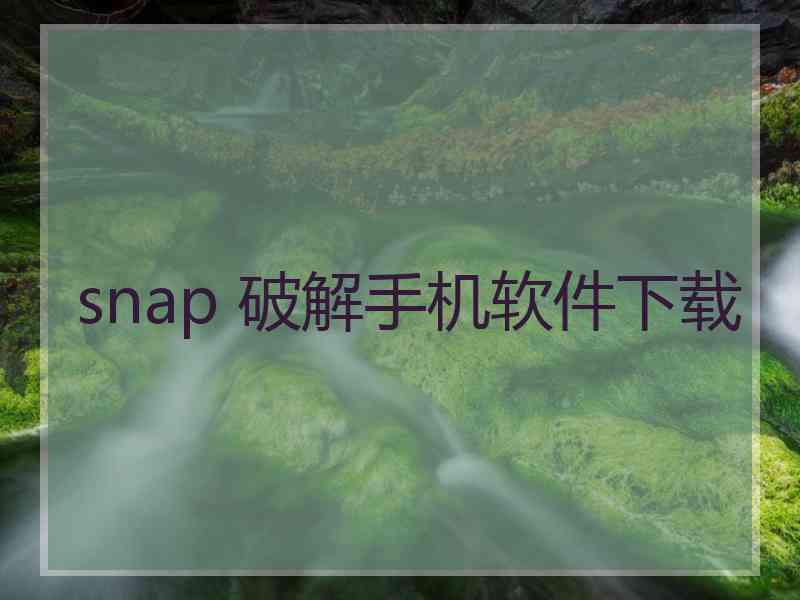 snap 破解手机软件下载